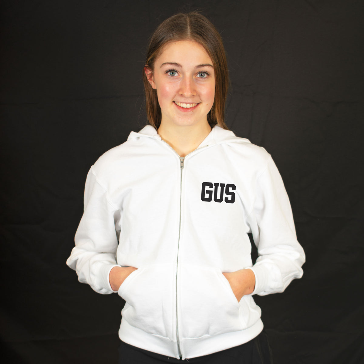Hoodie Zip Up White GUS SHOP