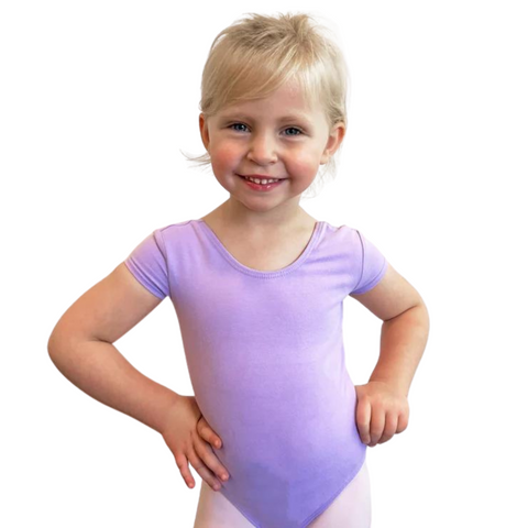 Short Sleeve High Back Leotard | Violet, Black