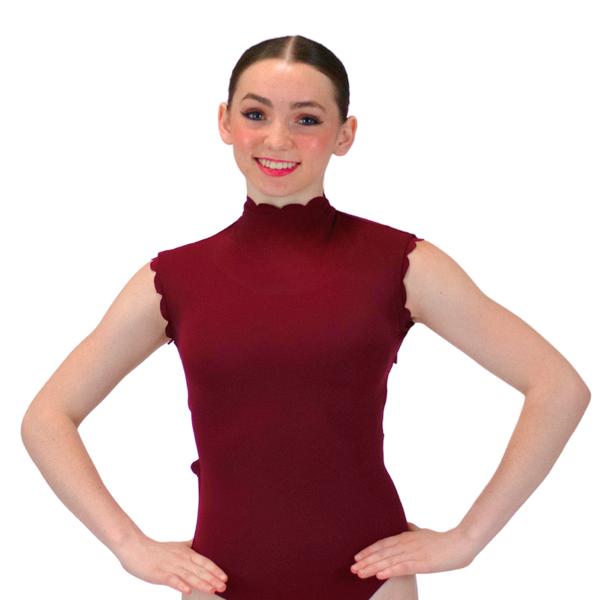 Scallop Trim Leotard | Black Cherry
