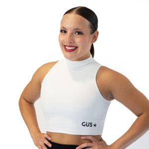 White Retro Mock Neck Crop