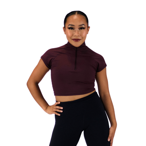 Zip Front Crop Top | Black Cherry