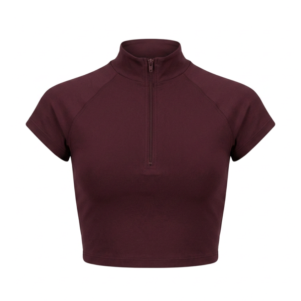 Zip Front Crop Top | Black Cherry
