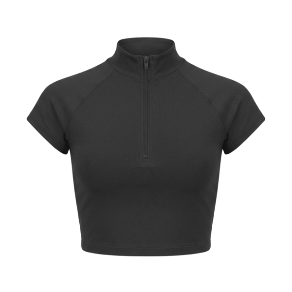 Zip Front Crop Top | Black